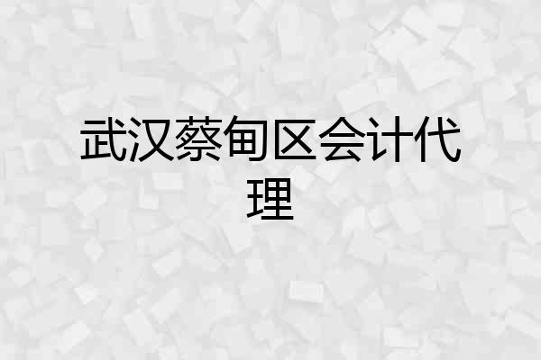 武汉蔡甸区会计代理