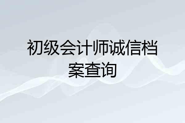 初级会计师诚信档案查询
