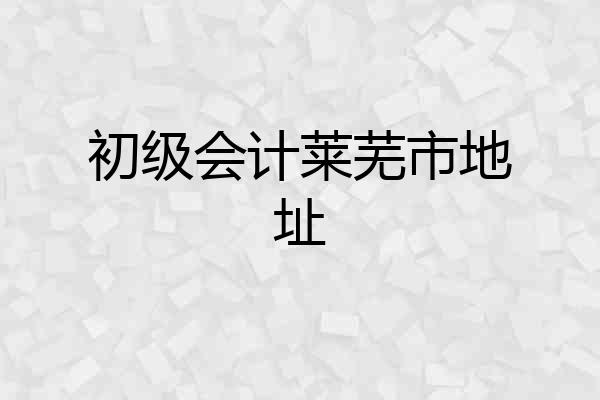 初级会计莱芜市地址