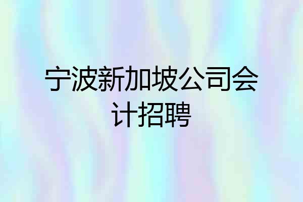 宁波新加坡公司会计招聘