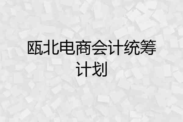 瓯北电商会计统筹计划
