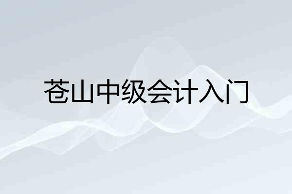 苍山中级会计入门