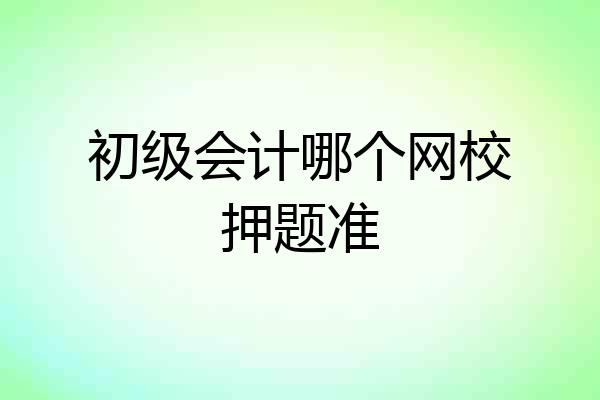 初级会计哪个网校押题准