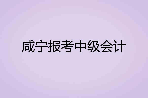 咸宁报考中级会计