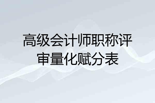 高级会计师职称评审量化赋分表