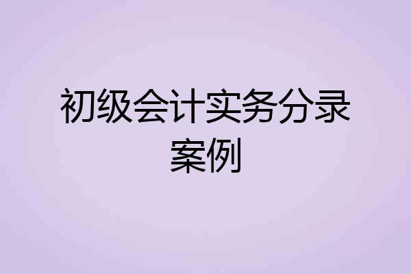初级会计实务分录案例