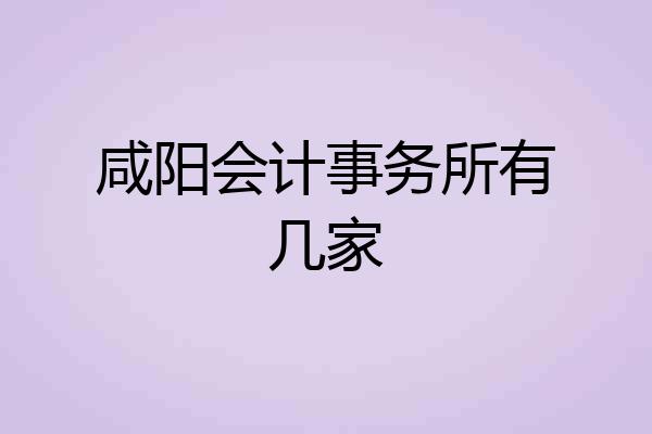 咸阳会计事务所有几家