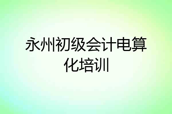 永州初级会计电算化培训