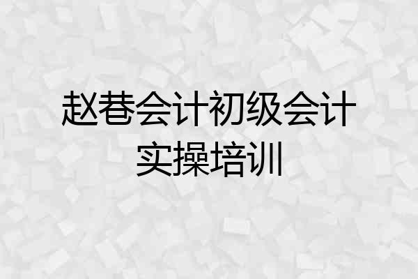赵巷会计初级会计实操培训
