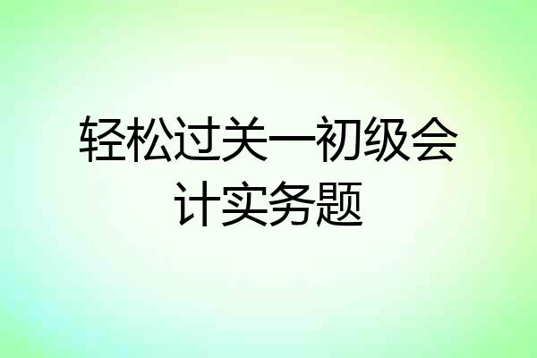 轻松过关一初级会计实务题