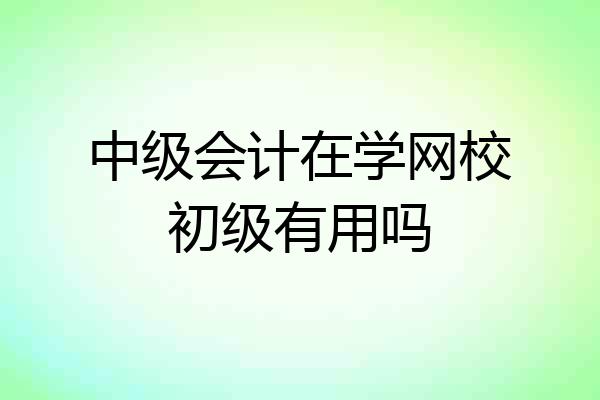 中级会计在学网校初级有用吗