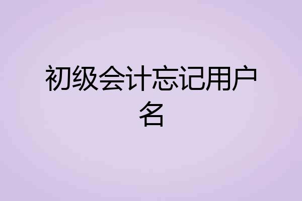 初级会计忘记用户名