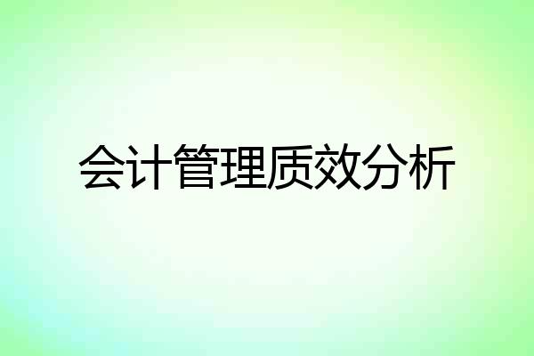 会计管理质效分析