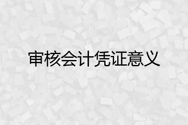 审核会计凭证意义