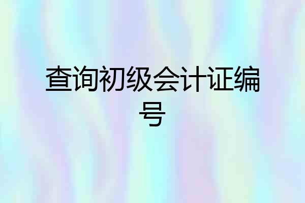 查询初级会计证编号