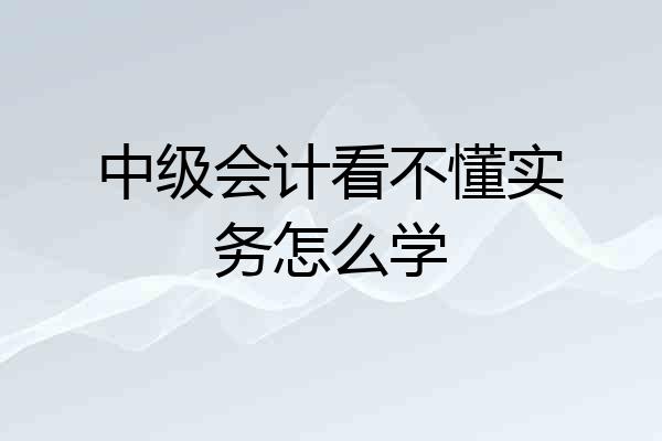 中级会计看不懂实务怎么学