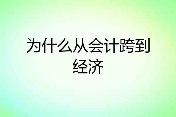 为什么从会计跨到经济