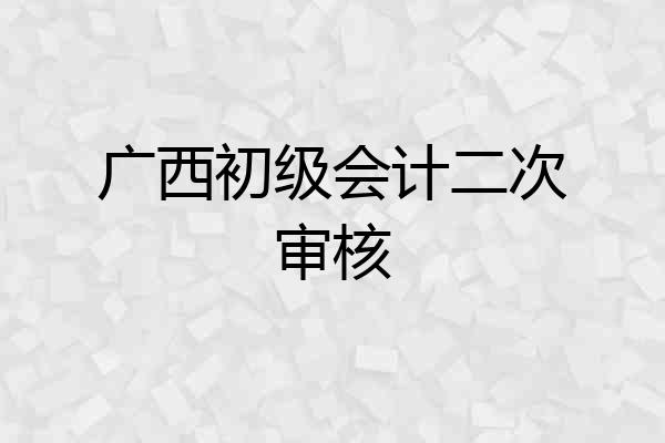 广西初级会计二次审核