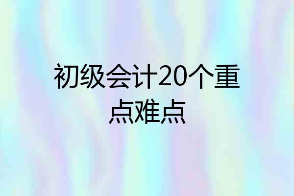初级会计20个重点难点