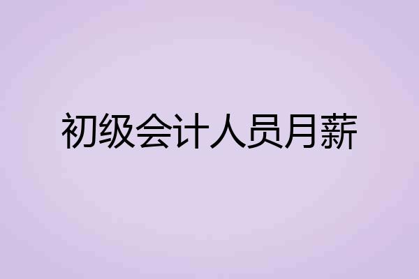 初级会计人员月薪