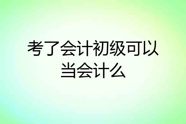 考了会计初级可以当会计么