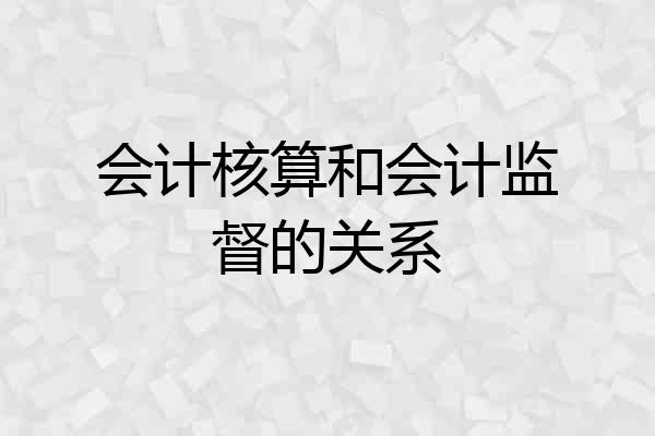 会计核算和会计监督的关系