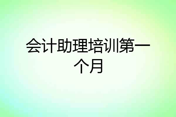 会计助理培训第一个月