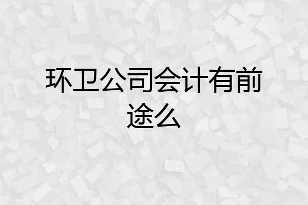 环卫公司会计有前途么