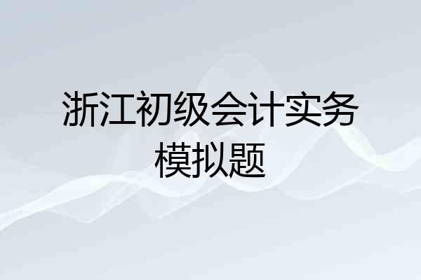 浙江初级会计实务模拟题