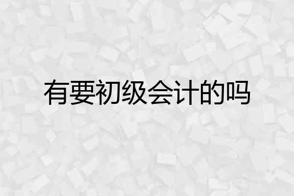 有要初级会计的吗