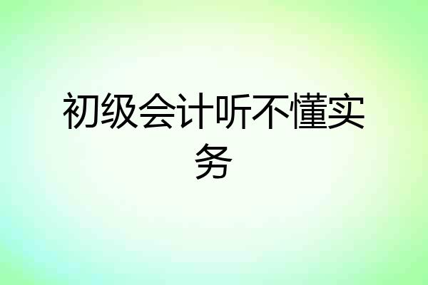 初级会计听不懂实务