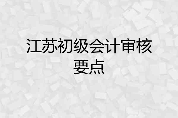 江苏初级会计审核要点