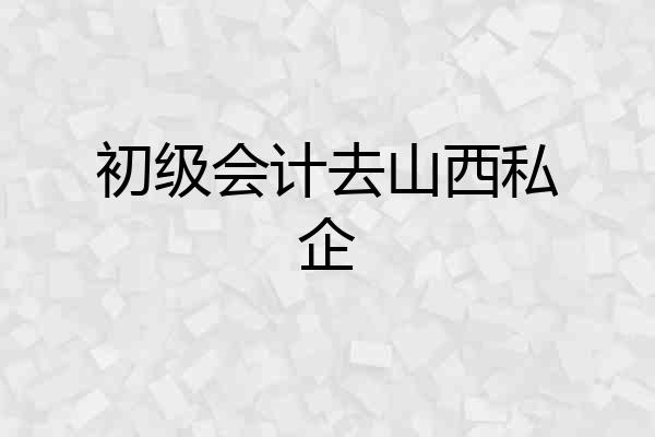 初级会计去山西私企