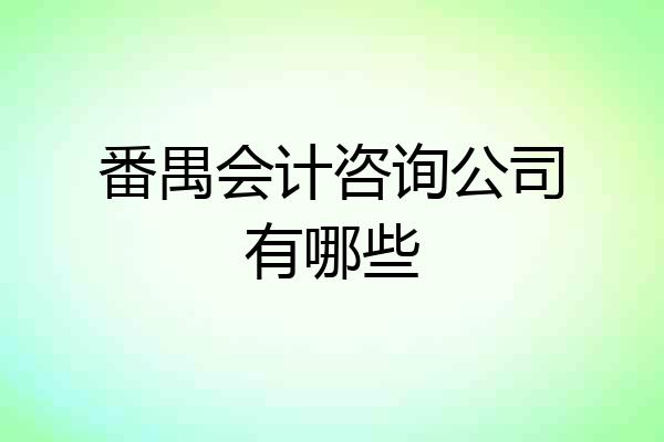 番禺会计咨询公司有哪些