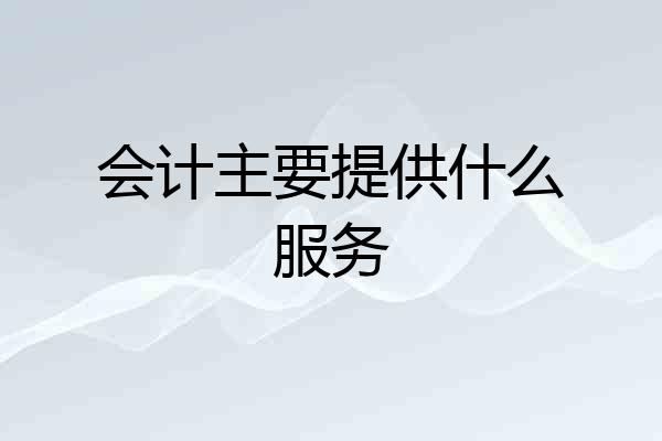 会计主要提供什么服务