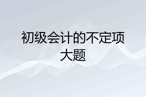初级会计的不定项大题