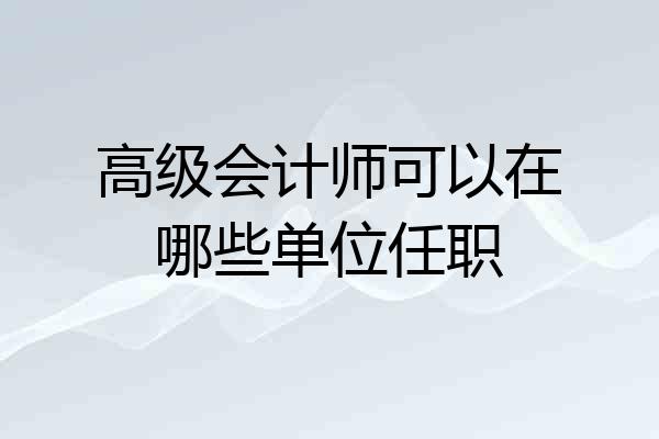 高级会计师可以在哪些单位任职