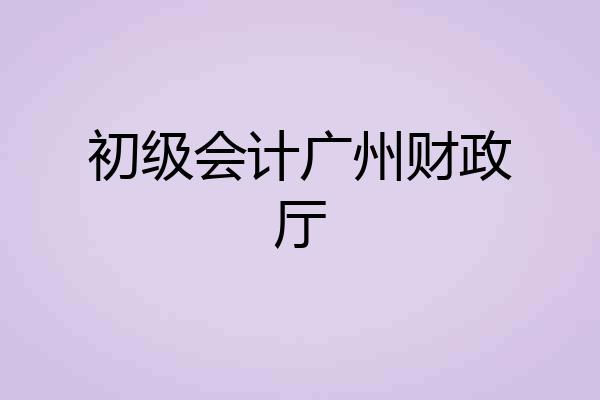 初级会计广州财政厅