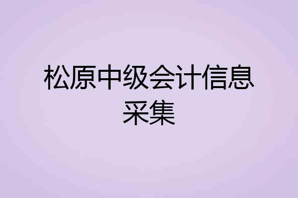 松原中级会计信息采集