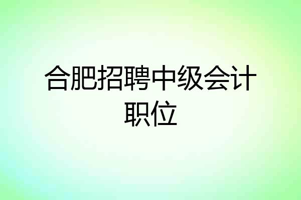 合肥招聘中级会计职位