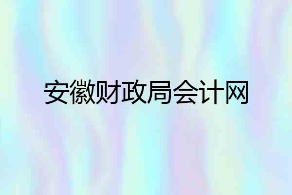 安徽财政局会计网