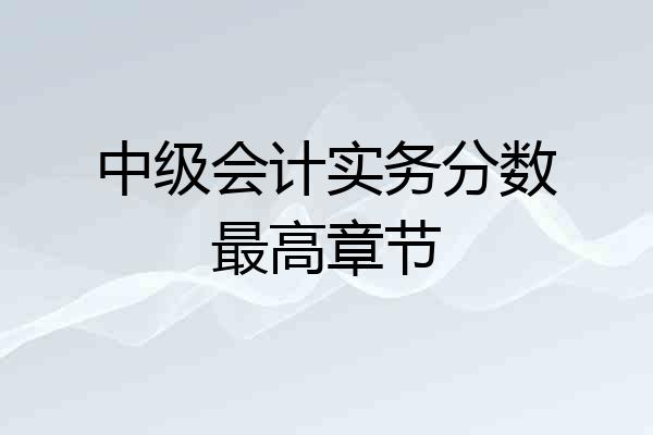 中级会计实务分数最高章节