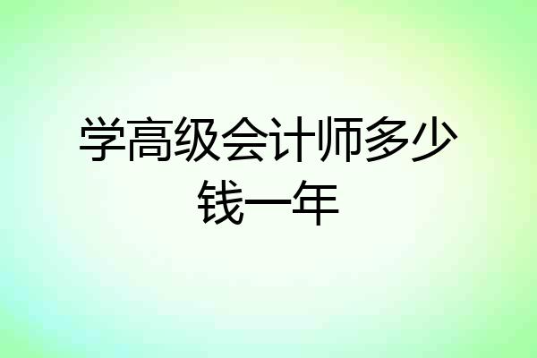 学高级会计师多少钱一年