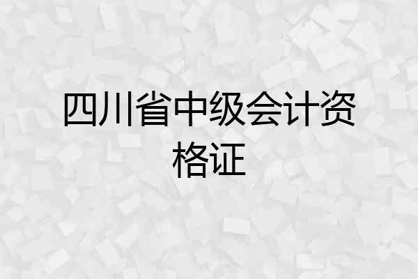 四川省中级会计资格证