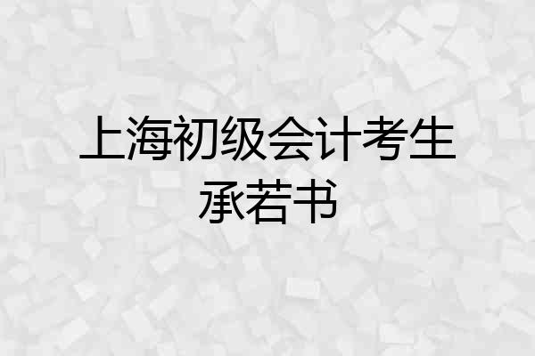 上海初级会计考生承若书