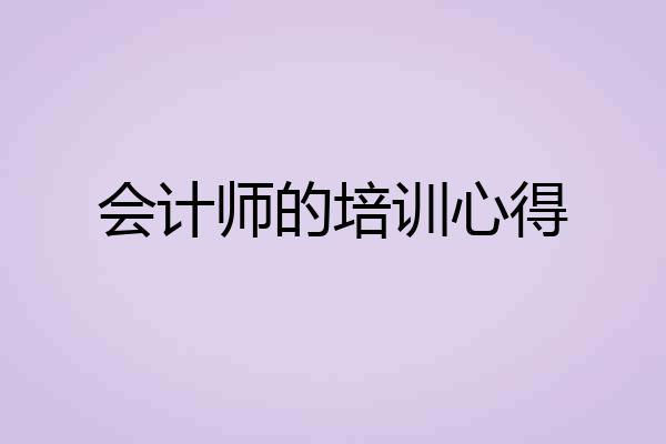 会计师的培训心得
