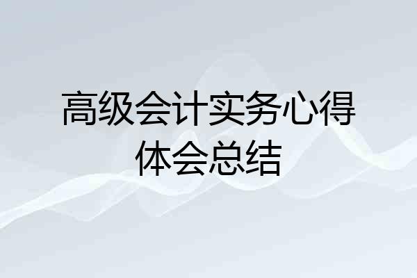 高级会计实务心得体会总结