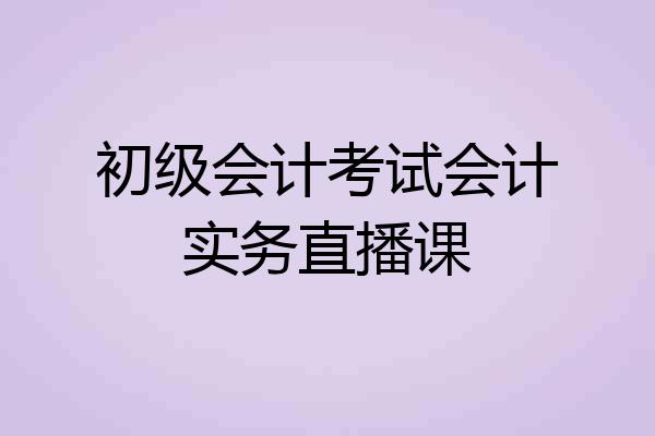 初级会计考试会计实务直播课