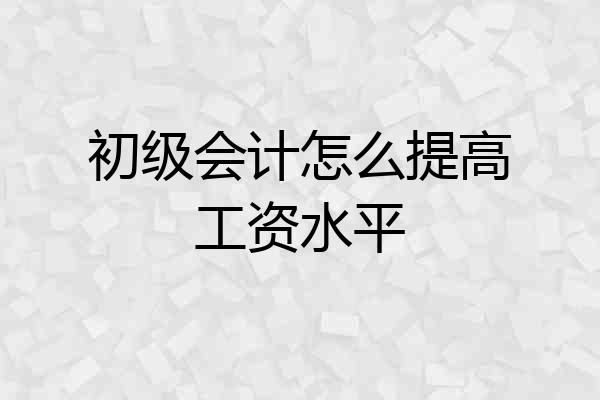 初级会计怎么提高工资水平