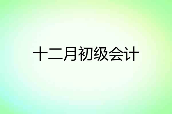 十二月初级会计